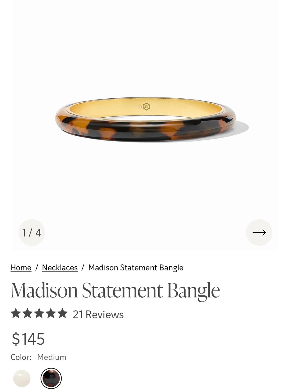 Julie Vos Madison Statement Bangle — Tortoiseshell